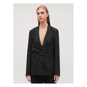 COS wool black blazer with gathered details